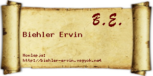 Biehler Ervin névjegykártya